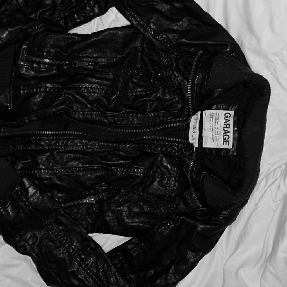 Garage faux leather Bomber Jacket